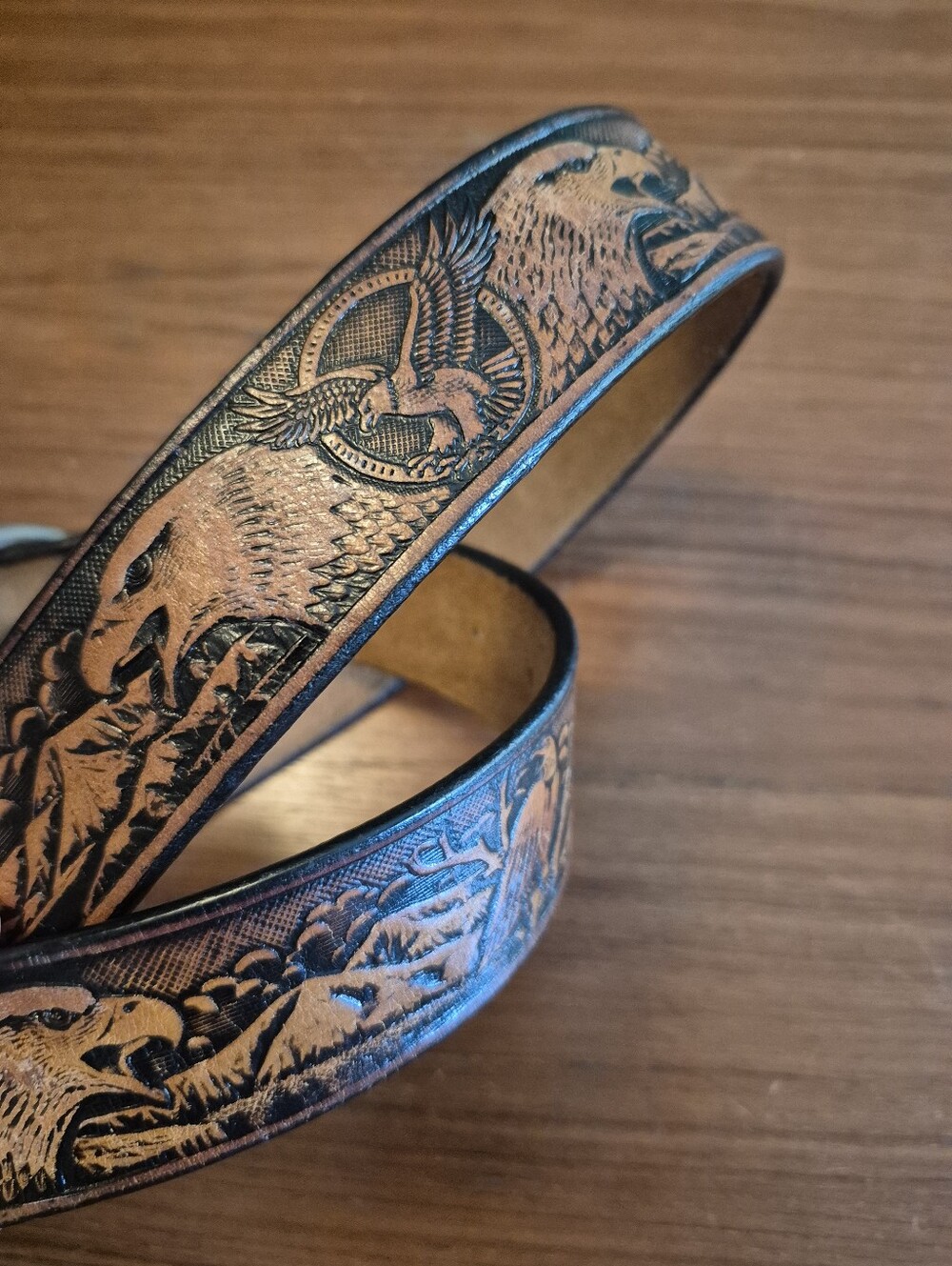 Hand Tooled Leather Eagle Belt 38-42